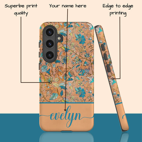 Custom Name Botanical Oriental Flowers Galaxy Case